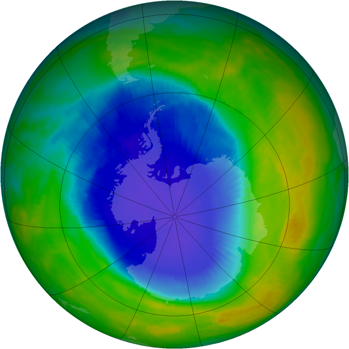 Antarctic ozone map for 03 November 1990